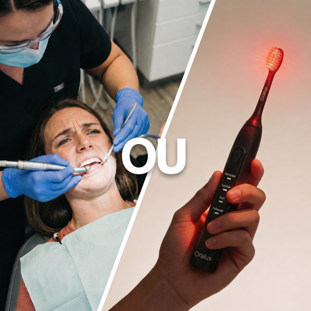 Soins dentaires coûteux comparés à la lumière rouge à domicile