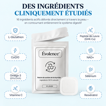 Évolence ™ Patch anti-âge 100 % naturel — un soutien transdermique continu, 24 h sur 24.